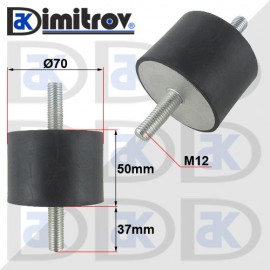 Антивибрационен тампон М12 х Ø 70 х 50 mm